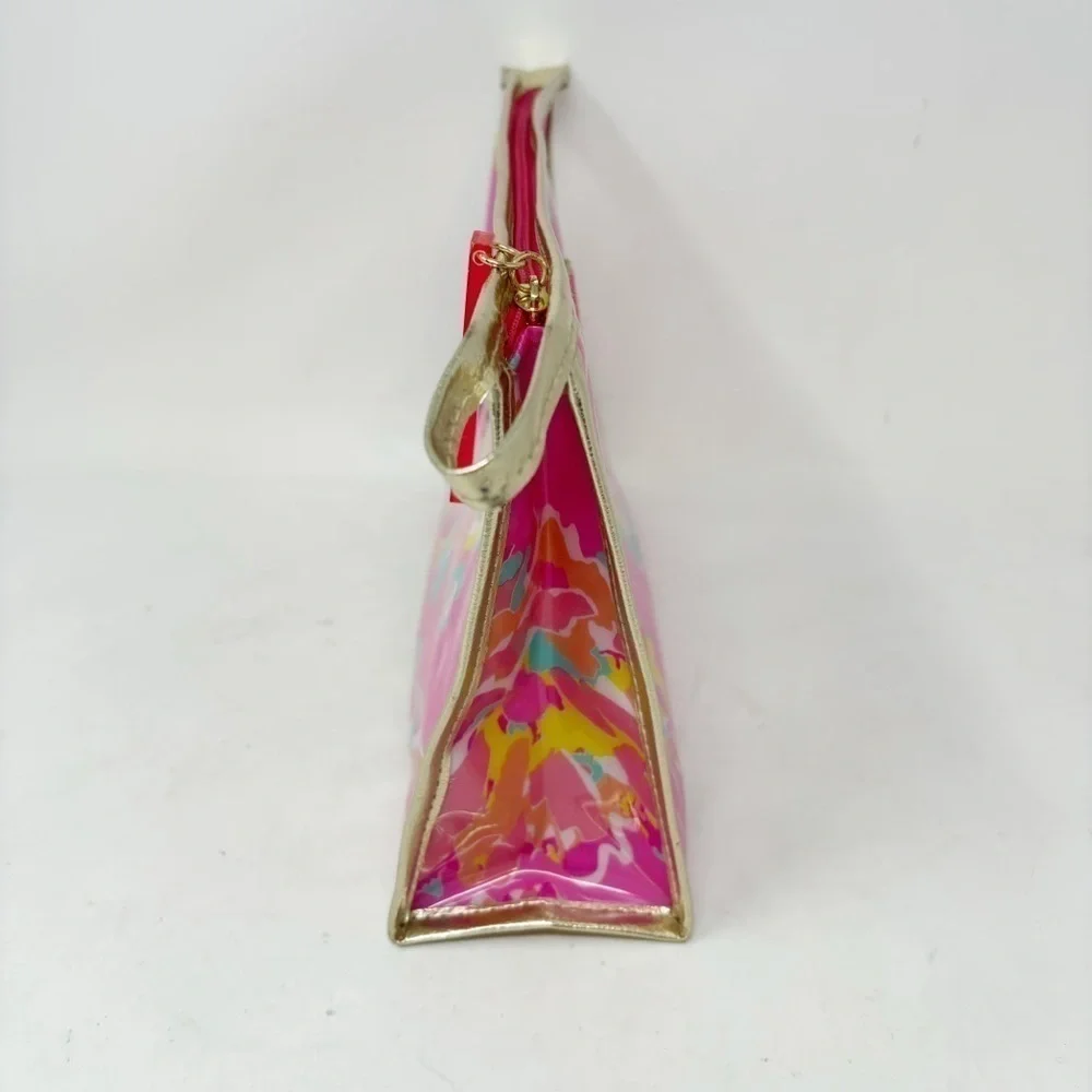 LILLY PULITZER For Estee Lauder Womens Makeup Bag Pink Floral 6.5” X 10” X 2”